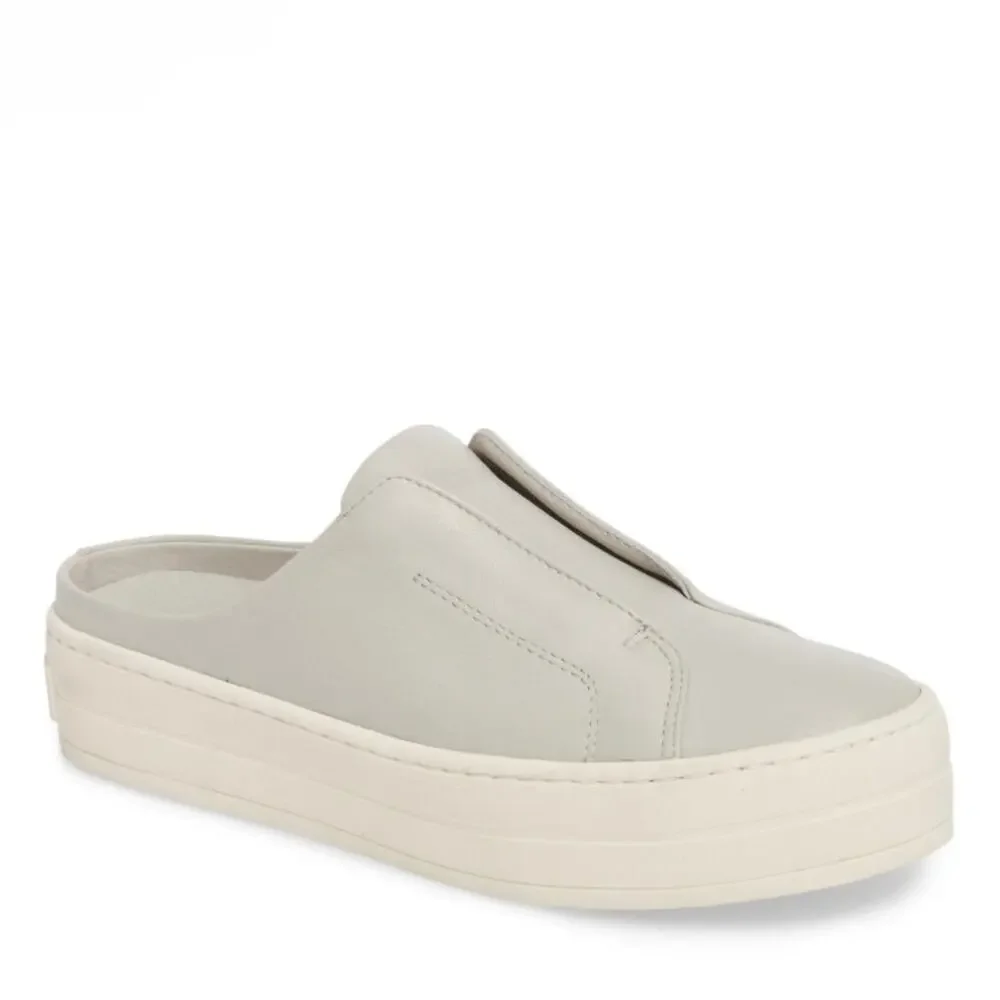 J Slides 'Alara' Women's  8 Slip On Sneaker Mule Gray Leather Clog Slide